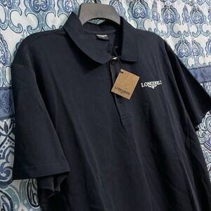 NEW LONGINES Swiss Watches Navy blue Cotton Mens Polo Shirt Size Large